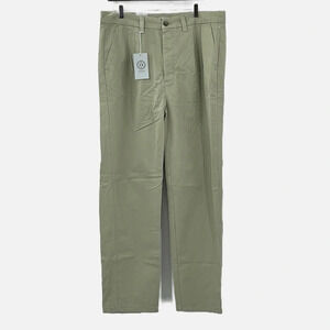 Amendi Gunnar in Green Organic Cotton Pleat Front Button Fly Pants - NEW Size 34